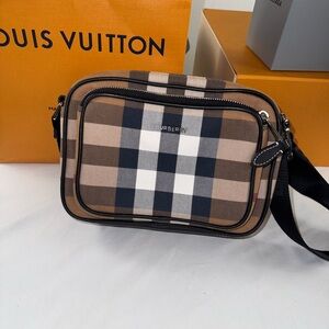Burberry Men's Messenger Bag in Brown and Black Check